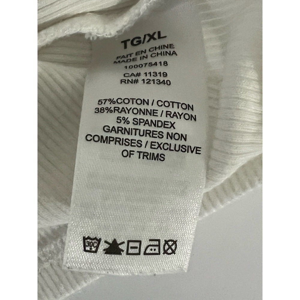 Garage Ribbed White Long Sleeve Top Size XL - Picture 4 of 7